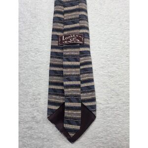 Vintage Superba Loosen Up Silk Tie Blue Taupe Stripe Pattern Classic Business...